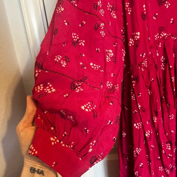 HATCH Myra Long Sleeve Maxi Dress Azalea Canterbury Deep Pink Size 3/ Large - Picture 3 of 8